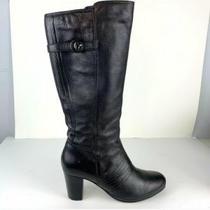 Clarks Leather Chunky Heel Tall Boots 9.5